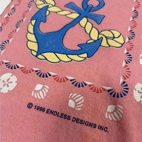 Endless Summer Beach Vintage 90’s T Shirt Sandcastle Sun Sailboat Peach size L - Picture 10 of 12